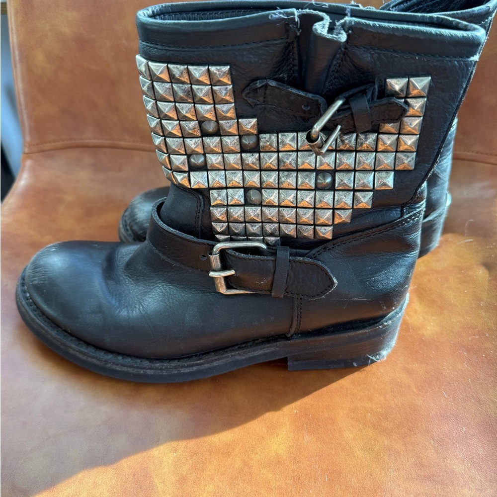 Studded Black Leather Boots